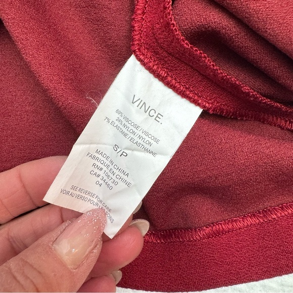 Vince Burgundy Red Shift Dress 3/4 Sleeves Round Neck Size S - Picture 13 of 14